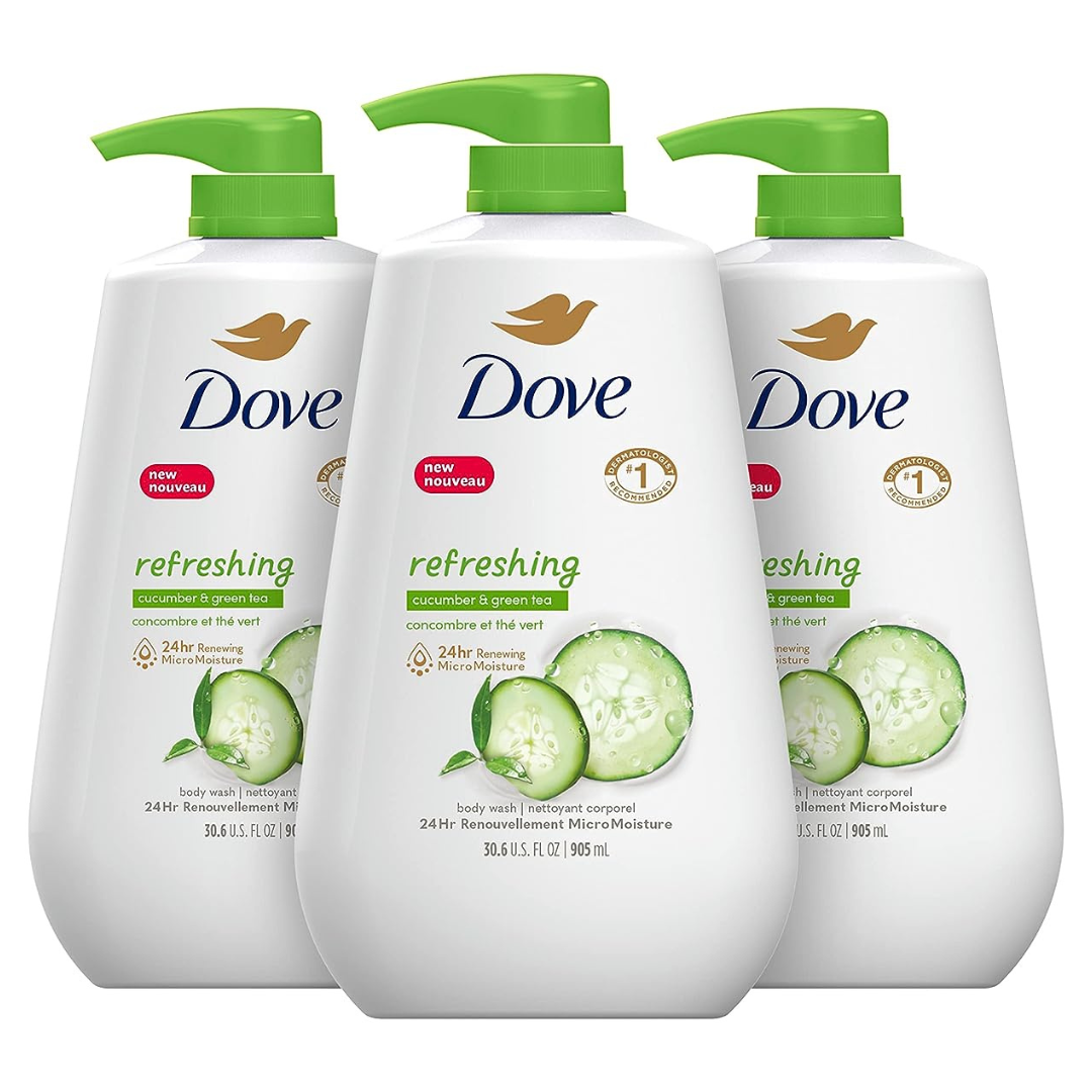 3-Pack Dove Body Wash With Pump Refreshing Cucumber And Green Tea