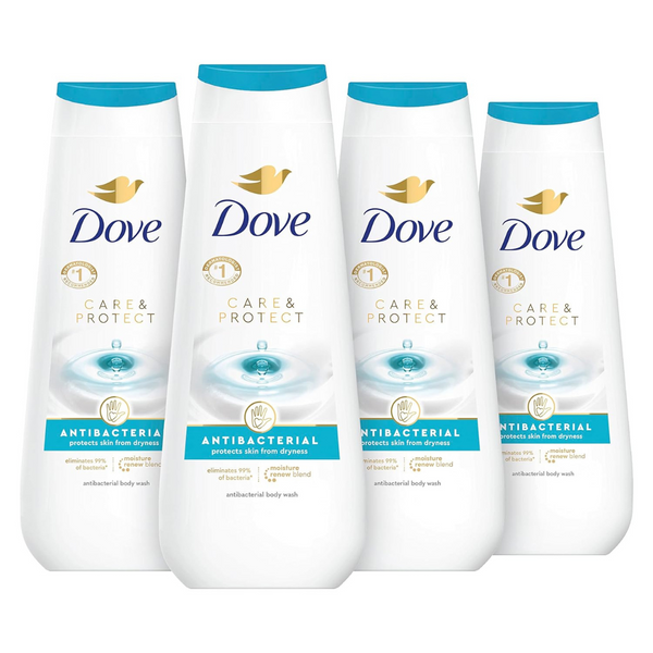 4-Count Dove Care And Protect Antibacterial Daily Use Softening Body Wash, 20 oz