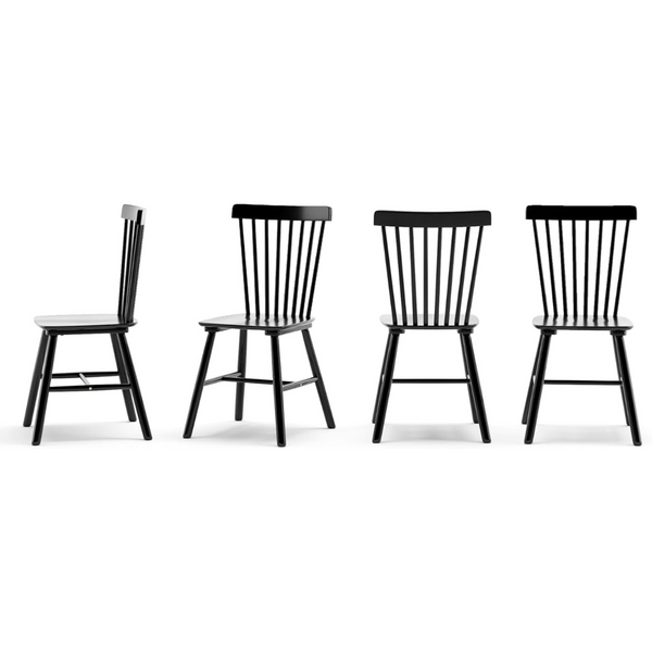 Set of 4 Windsor Solid Wood Dining Chairs