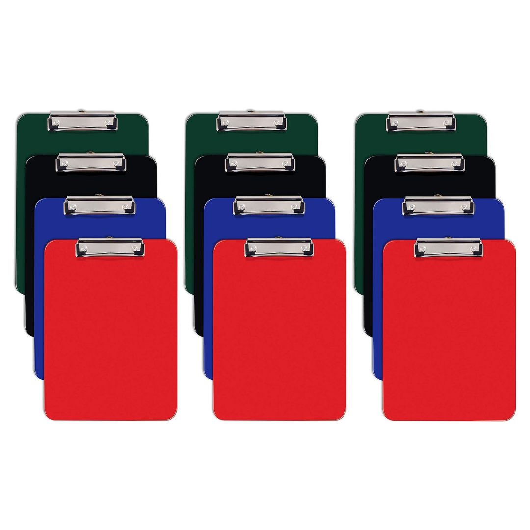 Better Office Products Assorted Colors Plastic Clipboards (12 Pack)