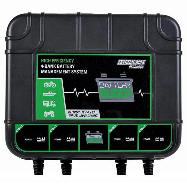 Extreme Max 1229.4023 Battery Buddy 4-Bank Battery Charger/Maintainer