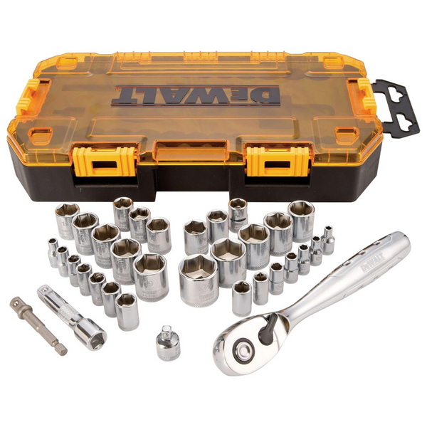 34-Piece Dewalt 1/4" & 3/8" Drive SAE/Metric Socket Set (DWMT73804)