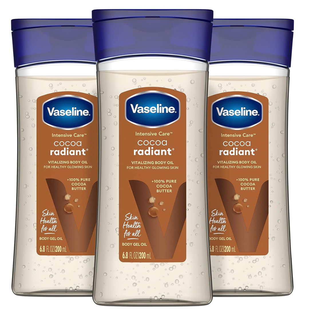 3 Bottles Of Vaseline Intensive Care Cocoa Radiant For Glowing Skin (6.8Oz Bottles)