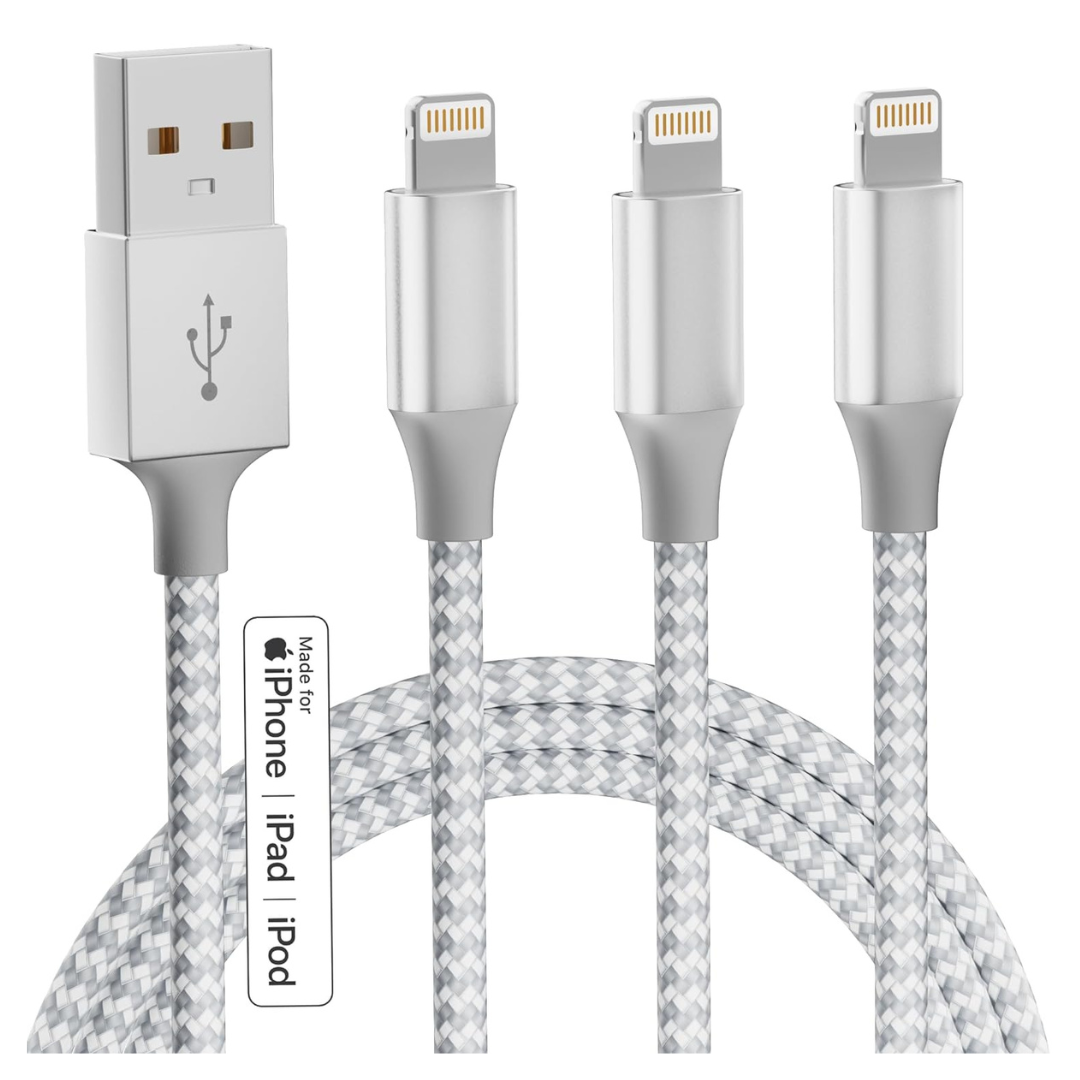 3-Pack 10ft Apple MFi Certified Fast Charging Lightning Cable