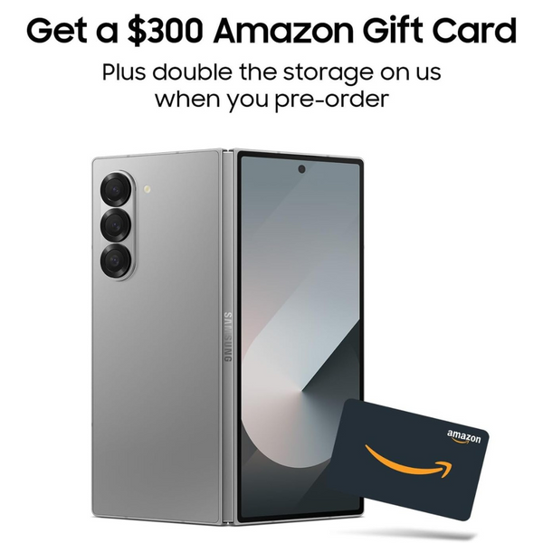 Samsung Galaxy Z Fold 6 AI Cell Phone + $300 Amazon Gift Card + Free Upgrade To 512Gb