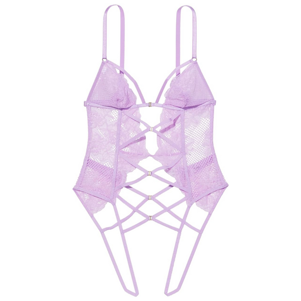 Victoria's Secret Fishnet Floral Triangle Crotchless Teddy