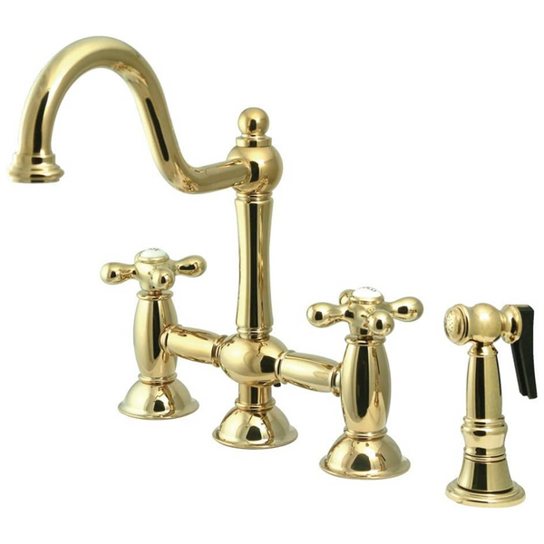 Kingston Brass KS3792AXBS 9'' Restoration Bridge Kitchen Faucet