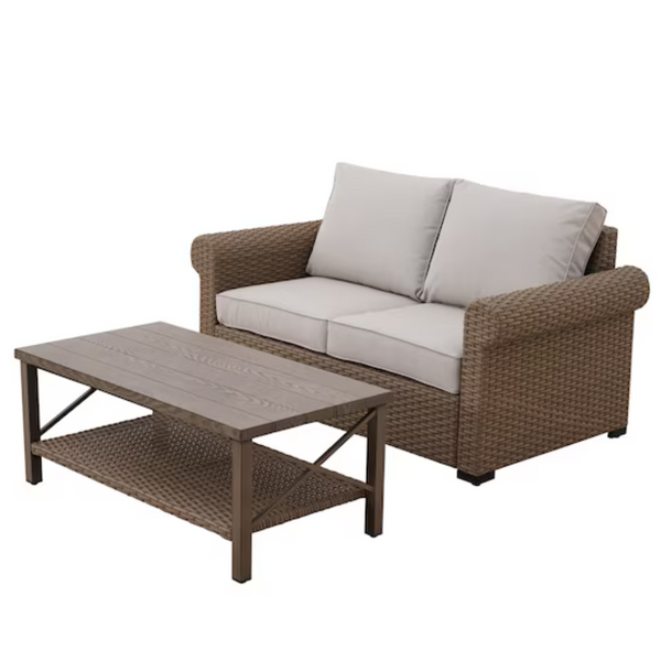 Allen + Roth Emerald Cove 2-Piece Wicker Patio Conversation Set