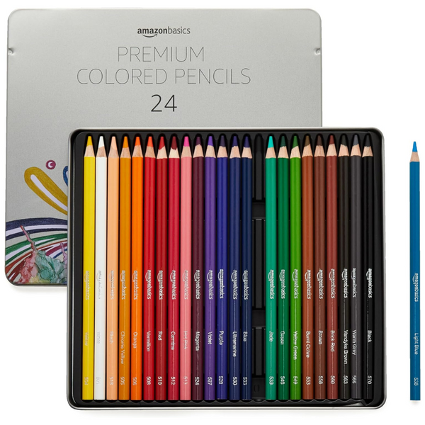 Amazon Basics – Premium Colored Pencils, Soft Core (24 Count)