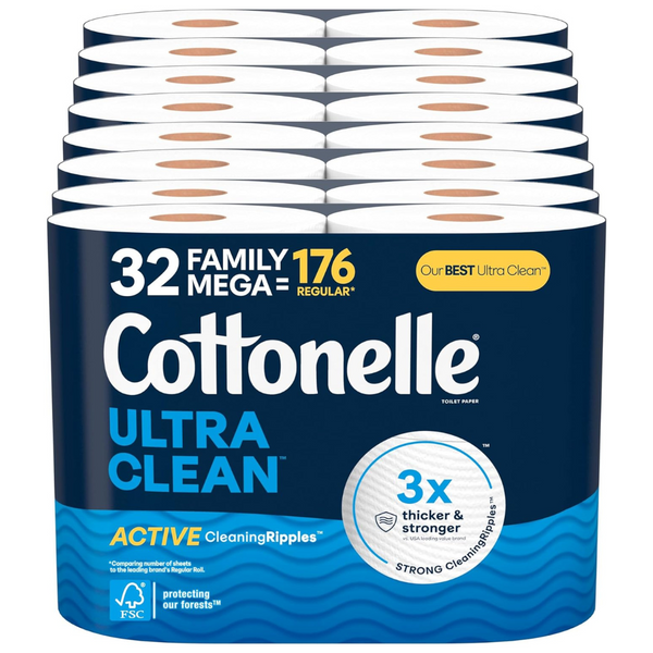 Cottonelle Toilet Paper (32 Family Mega Rolls = 176 Regular Rolls)