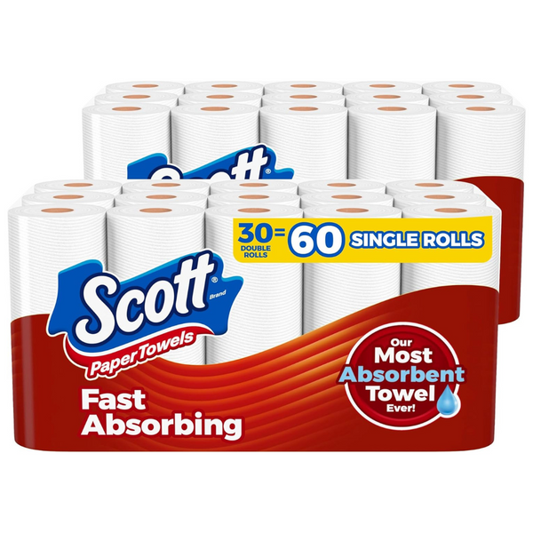 Scott Paper Towels, Choose-A-Sheet (30 Double Rolls = 60 Regular Rolls)