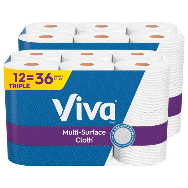 Viva Multi-Surface Cloth Paper Towels (12 Triple Rolls, 165 Sheets Per Roll)