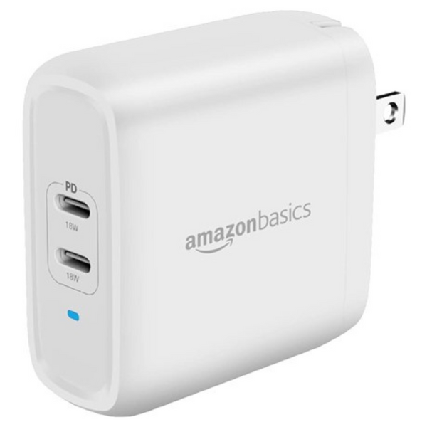 Amazon Basics 36W Two-Port USB-C Wall Charger With PD