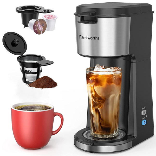 Hot And Cold Coffee Maker Single Serve For K Cup And Ground