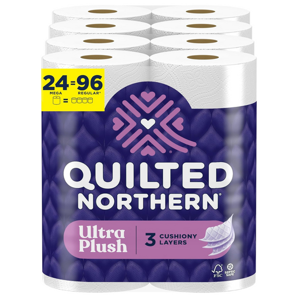 24 Mega Rolls of Quilted Northern Ultra Plush Toilet Paper