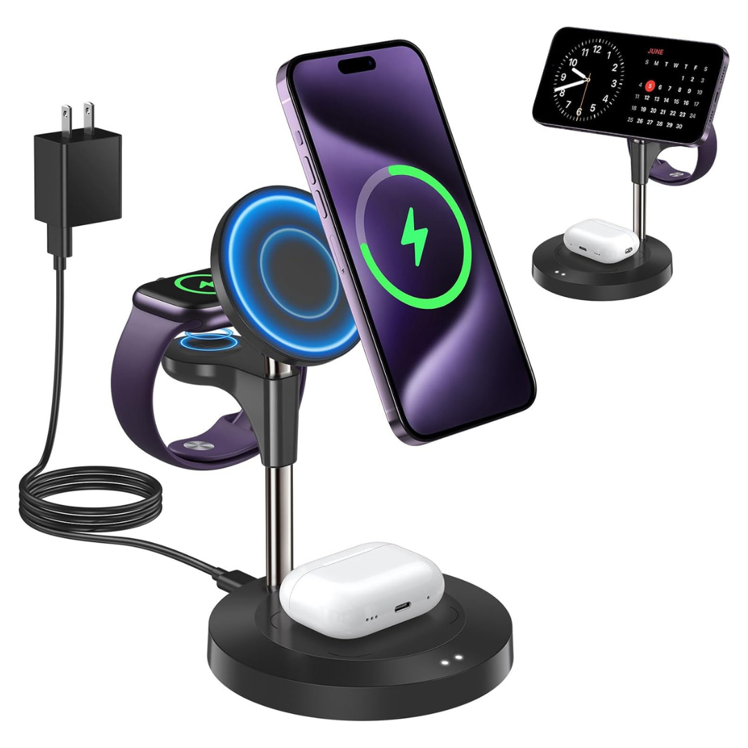 Aeinidi 3-In-1 15W Fast Mag-Safe Wireless Charging Station