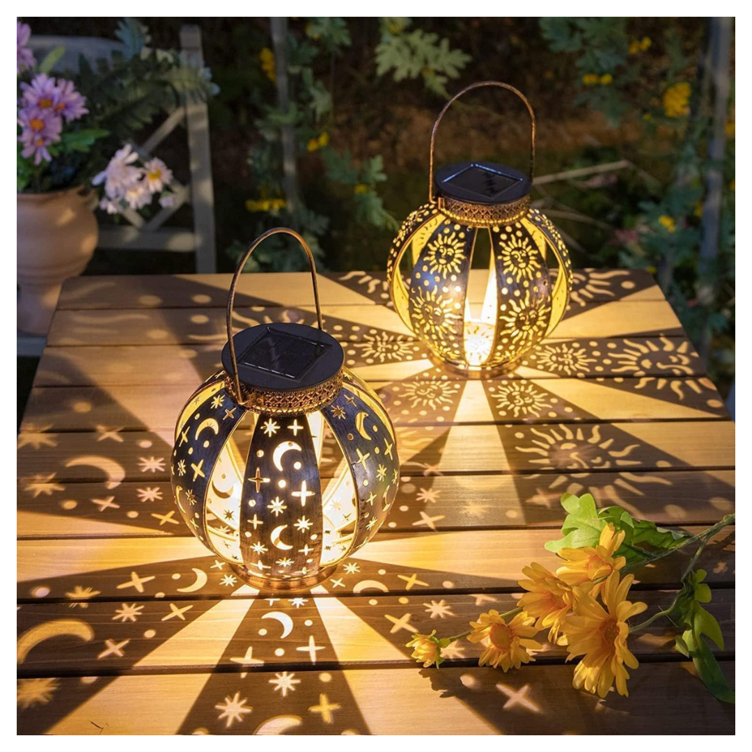 2-Pack Decorative Retro Outdoor Solar Lanterns
