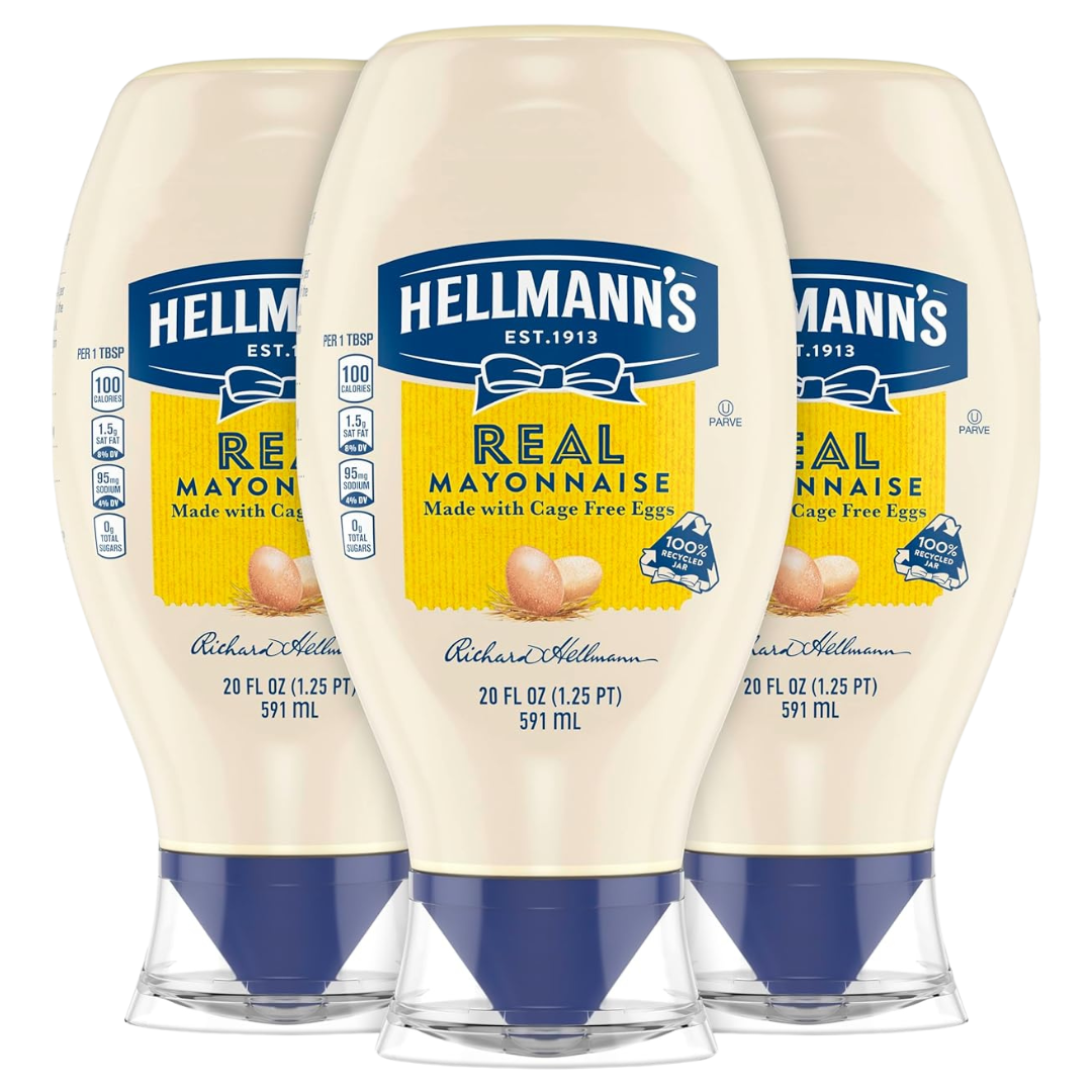 3-Pack Hellmann's Real Mayonnaise Squeeze Bottles, 20 Oz.