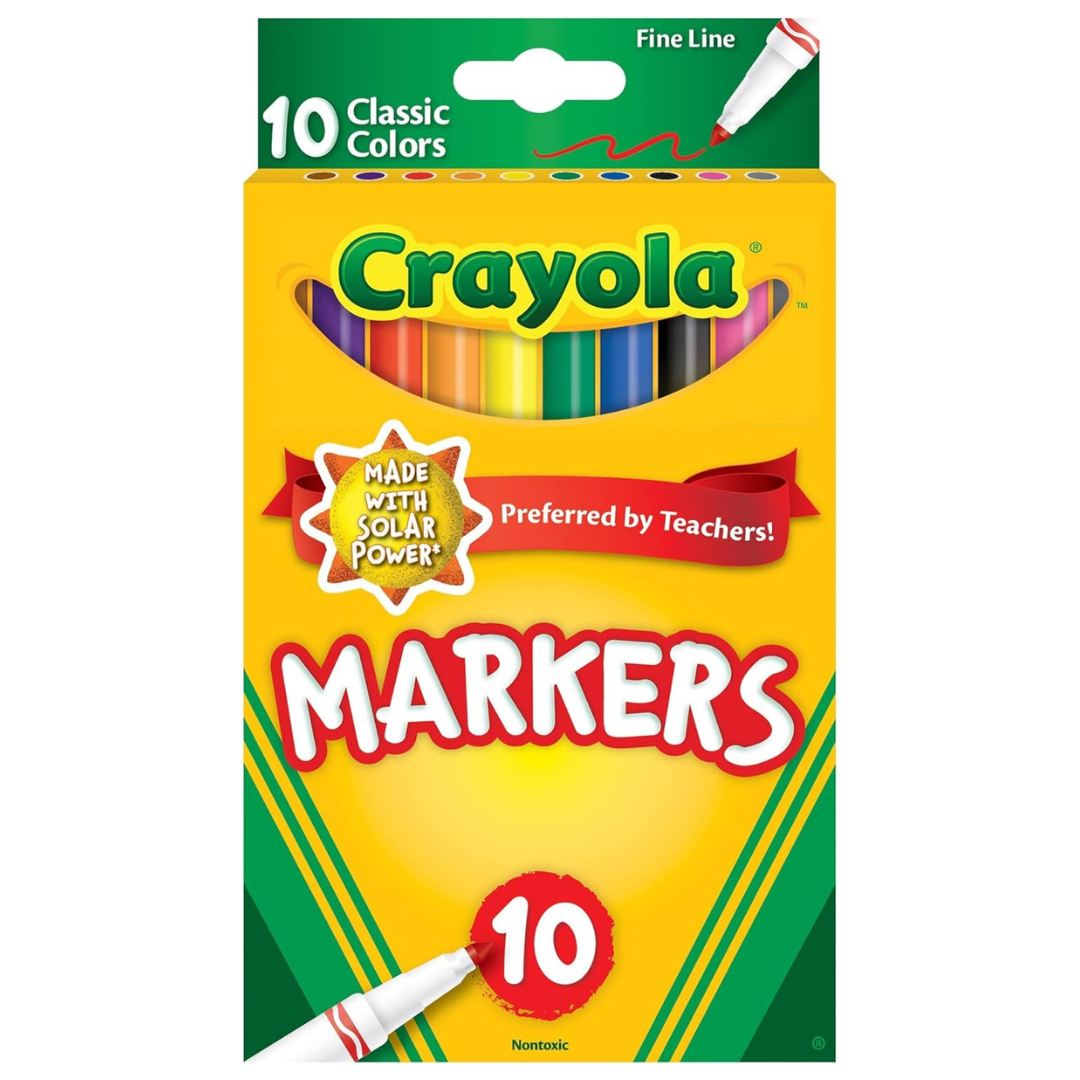 10-Piece Crayola Fine Line Original Markers Fine Tip Set