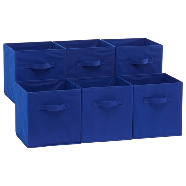 Amazon Basics Collapsible Fabric Storage Cubes Organizer With Handles (10.5″x10.5″x11″, Pack Of 6)