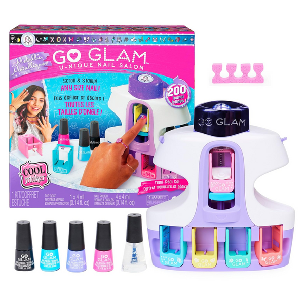 Cool Maker, Go Glam U-nique Metallic Nail Salon With 200 Icons And Designs, 4 Polishes, Stamper & Dryer, Nail Kit