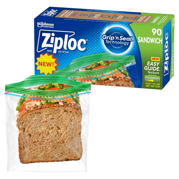 Ziploc Sandwich Bags, Easy Open Tabs (90 Count)