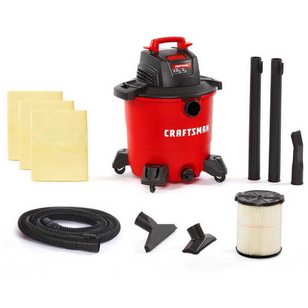 9-Gallon Craftsman Wet/Dry Vacuum With 3 Dust Collection Bags & Attachments