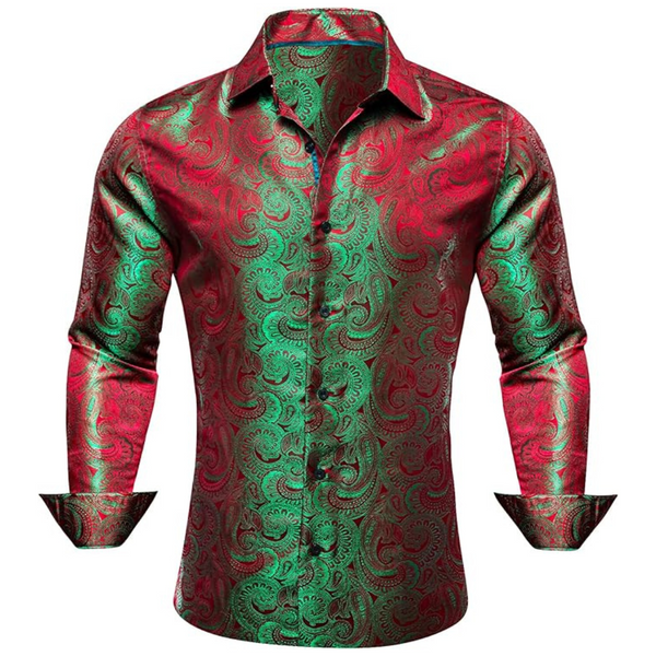 Barry.Wang Men's Paisley Long Sleeve Formal/Casual Style Silk Shirts