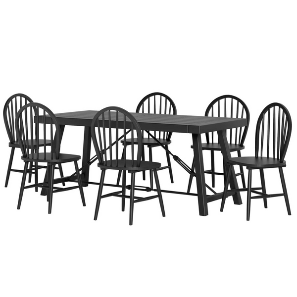 7-Piece Noble House Izaak Metal And Wood Dining Table