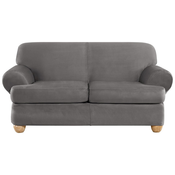 3-Piece Surefit Ultimate Suede T Cushion Loveseat Slipcover