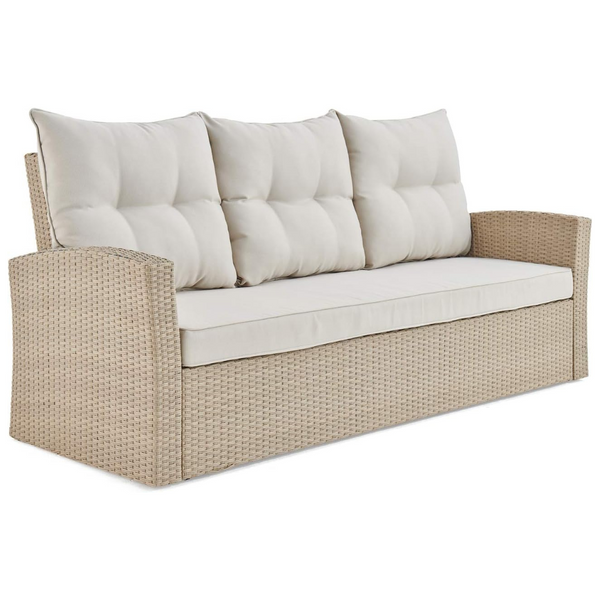 Alaterre Furniture Canaan Beige All-Weather Wicker Outdoor Couch