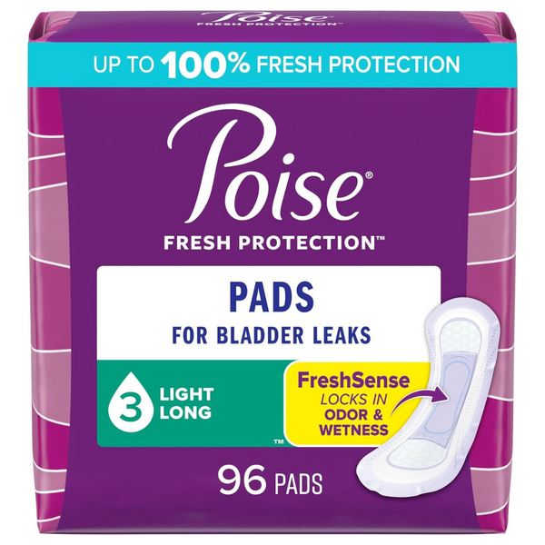 96-Count (4Pk x 24Ct) Poise Incontinence Pads & Postpartum Incontinence Pads