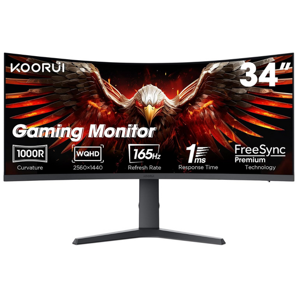 Koorui 34E6UC 34" Ultrawide Curved 1440p 165Hz G-Sync Gaming Monitor