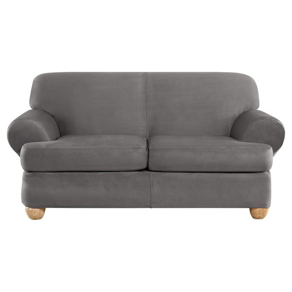 3-Piece Surefit Ultimate Suede T Cushion Loveseat Slipcover