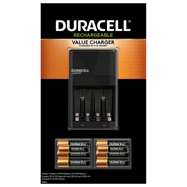 Duracell Ion Speed 1000 Battery Charger With 8 Batteries