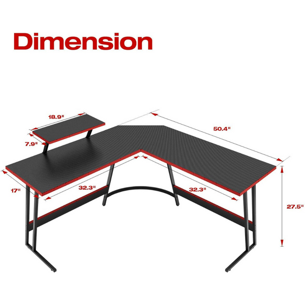 Homall L Shaped Gaming Desk With Large Monitor Riser Stand (51 Inch)