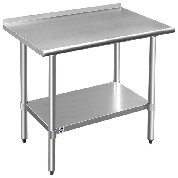 Rockpoint 36x24' Stainless Steel Table For Prep & Work With Backsplash