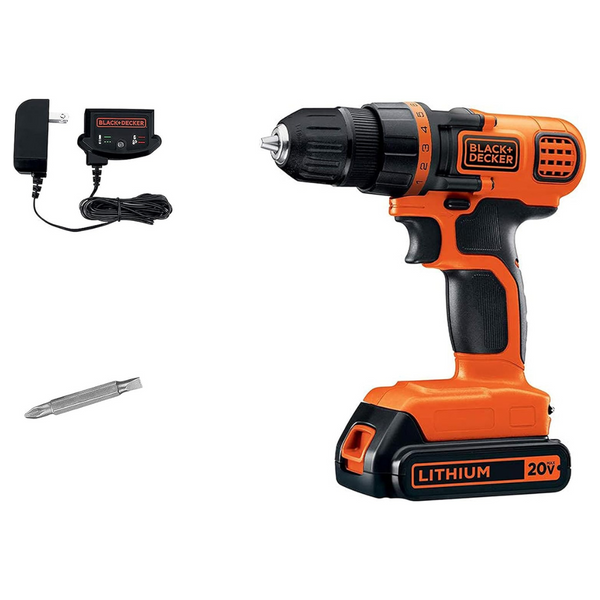 Black+Decker 20v Cordless Drill/Driver With Battery & Charger (LDX120C)