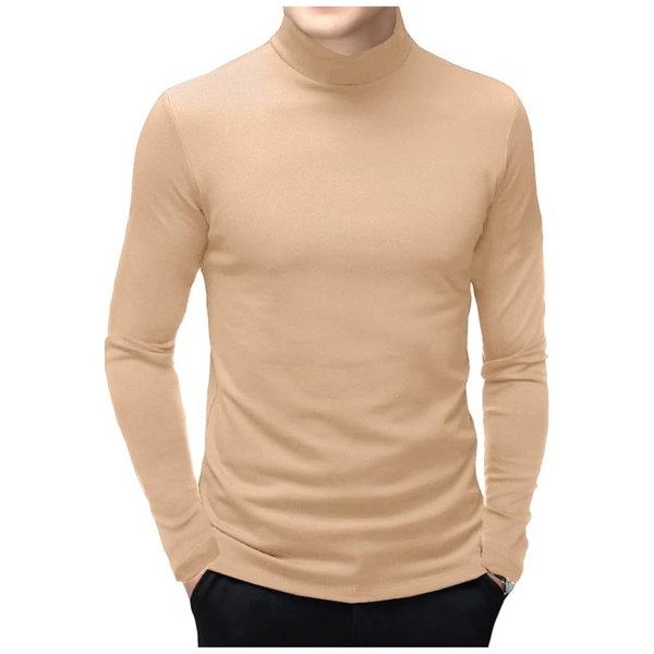 Rela Bota Men's Long Sleeve Basic Mock Turtleneck Slim Fit T-Shirt