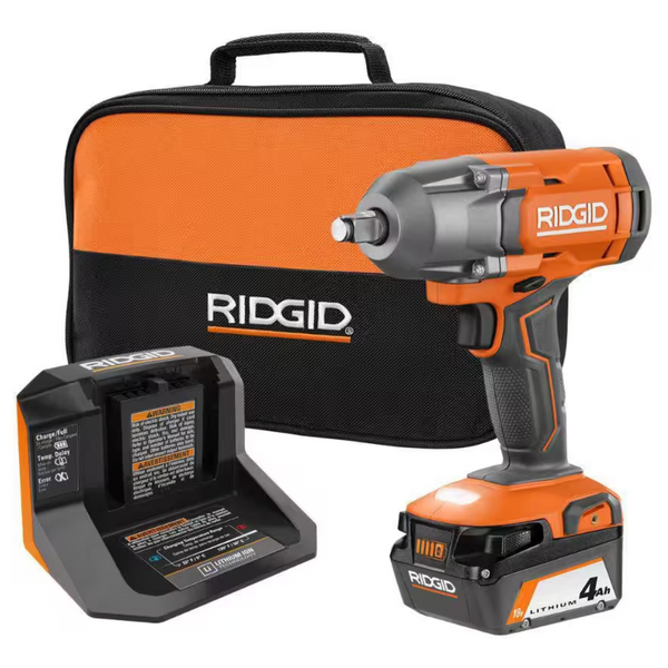 Ridgid 18V Cordless 1/2" Impact Wrench Kit With 4Ah Battery & Charger