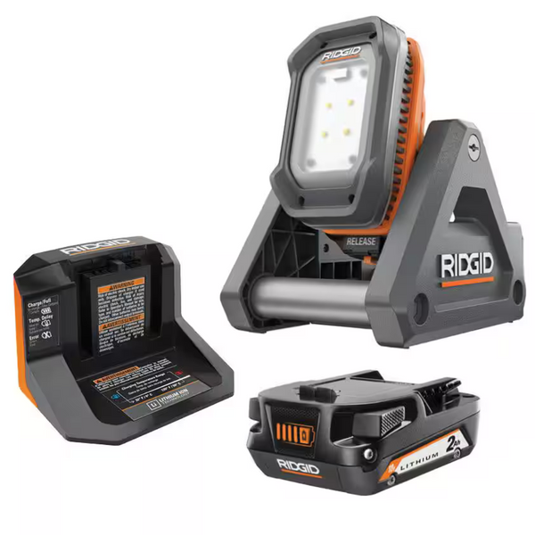 Ridgid 18V Cordless Flood Light Kit 2.0Ah Battery And Charger