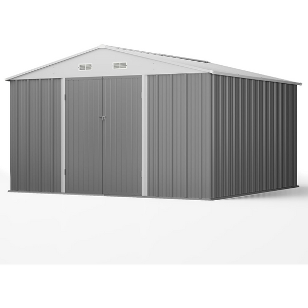 Patiowell Outdoor 10ft x 10ft Metal Storage Shed With Lockable Doors