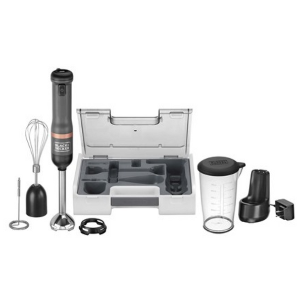 Black+Decker 3 In 1 Hand Blender W/Charging Dock, Whisk And Milk Frother