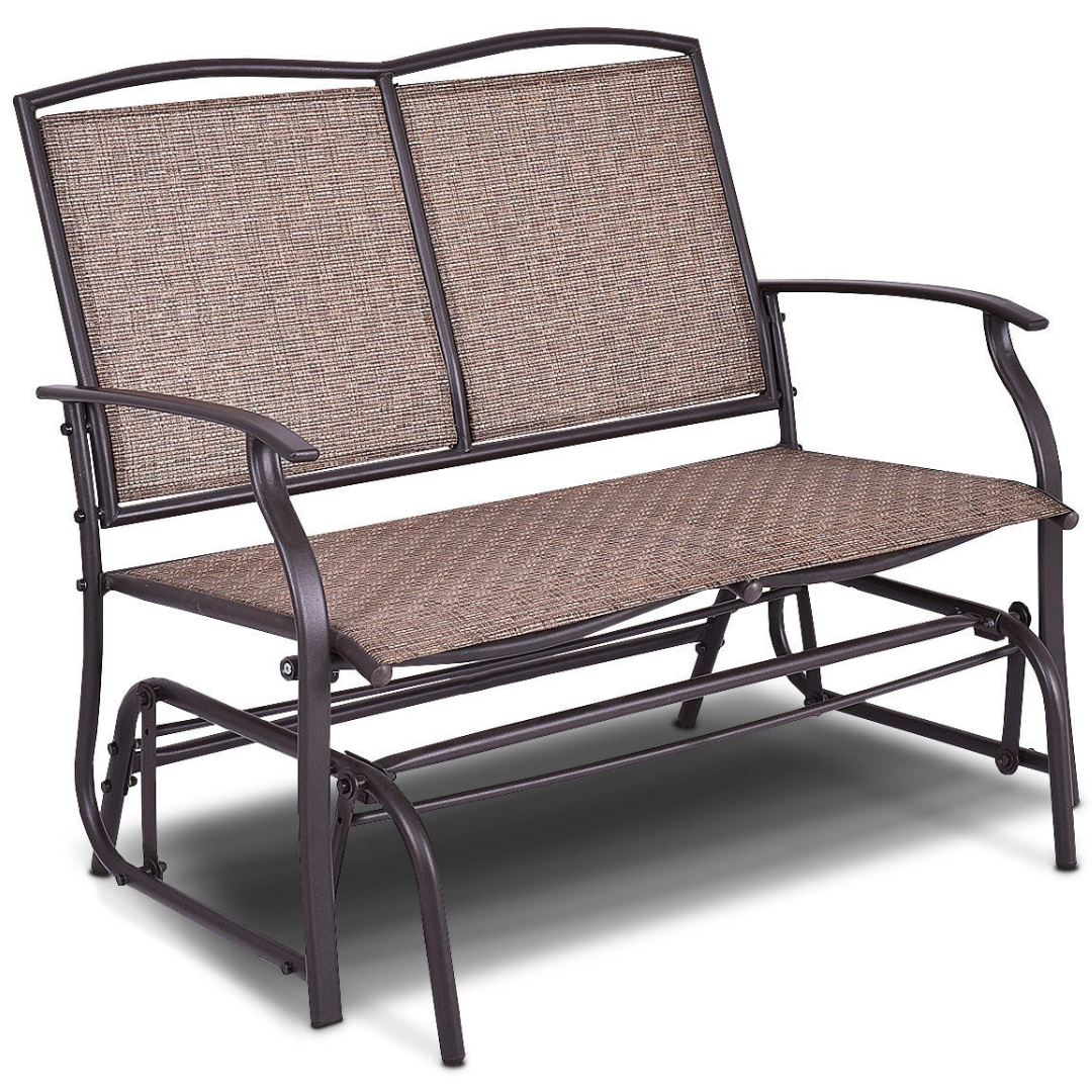 Gymax Patio Loveseat Glider Rocking Bench Double Chair