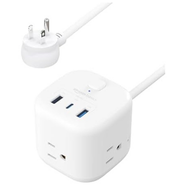 Amazon Basics 3-Outlet & 3-USB Port Power Strip Cube w/ 5ft Cord