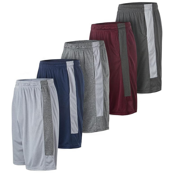 5-Pack Athletic Men's Basketball Gym, Running Sports Shorts