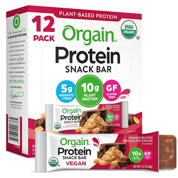 12-Count Organic Plant Based Peanut Butter Chocolate Chunk Protein Bar