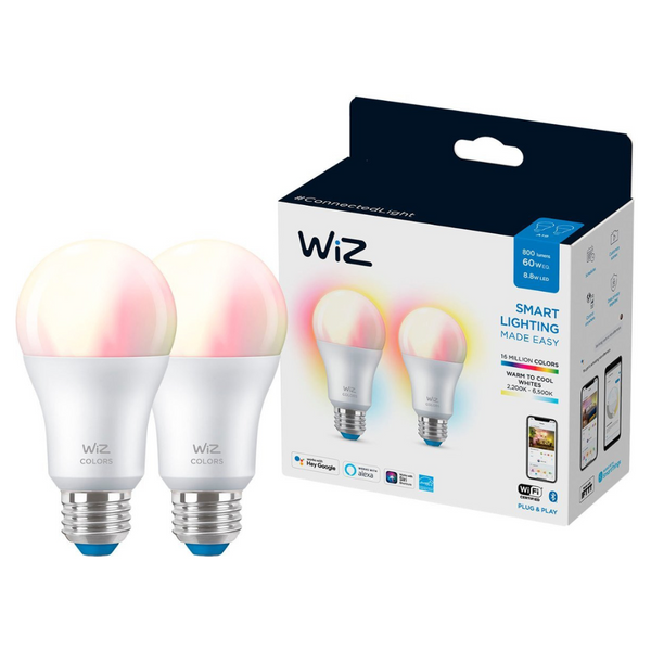 2-Pack Wiz 60W A19 Color LED Smart Bulb