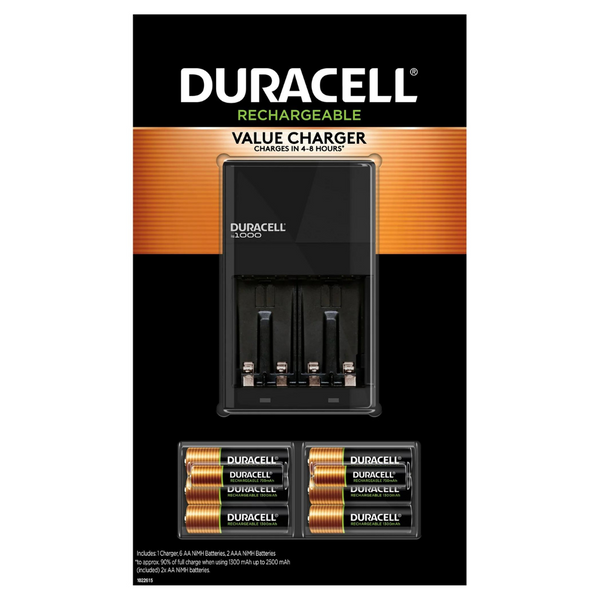 Duracell Ion Speed 1000 Battery Charger With 8 Batteries