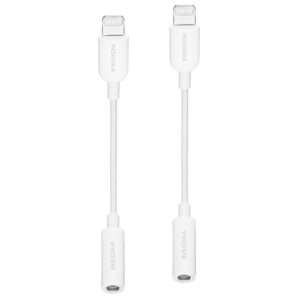 2-Pack Insignia Lightning To 3.5 mm Headphone Adapter